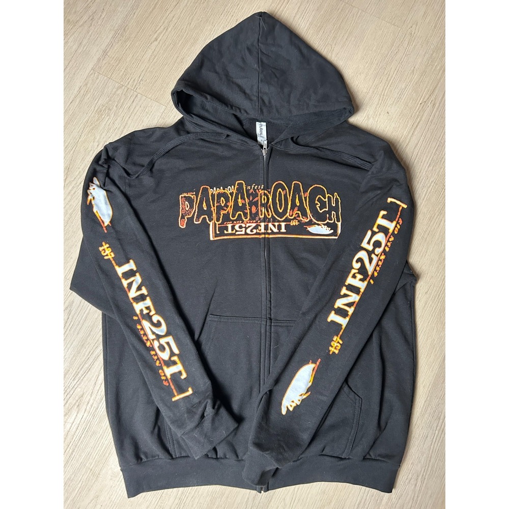 Papa Roach Hoodie XL Black Infest 25th Anniversary Tour Graphic Zip Up Tultex